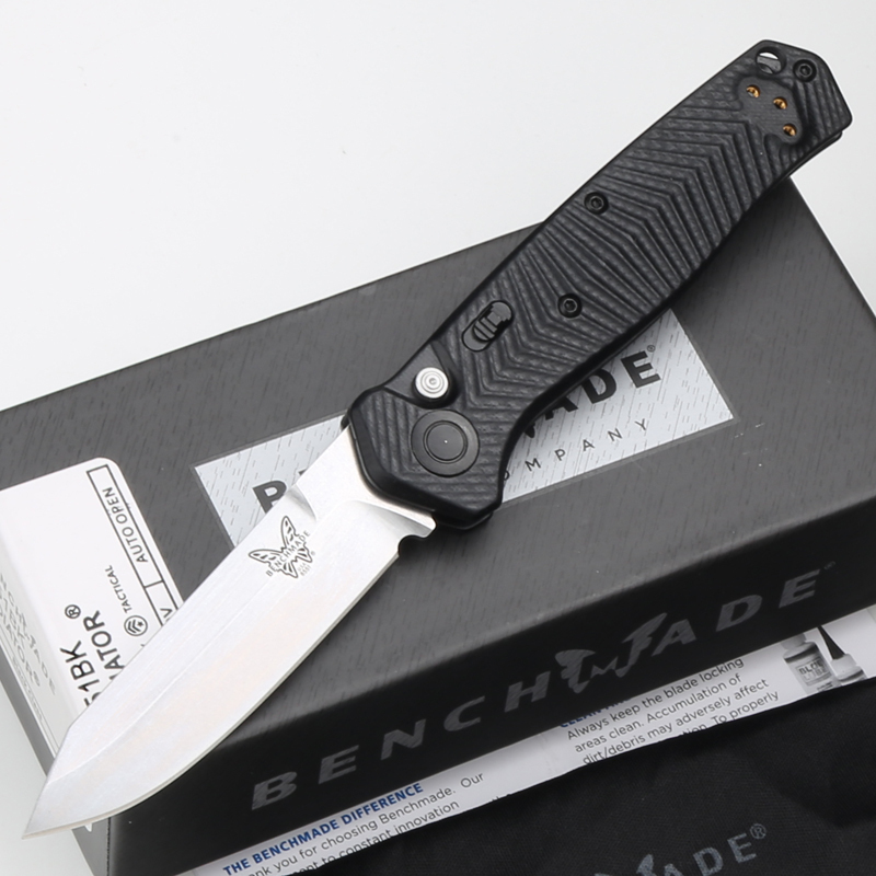Benchmade 8551 Mediator Knife AUTO Folding 3.26" S90V Black Plain Blade, G10 Handles - 8551BK