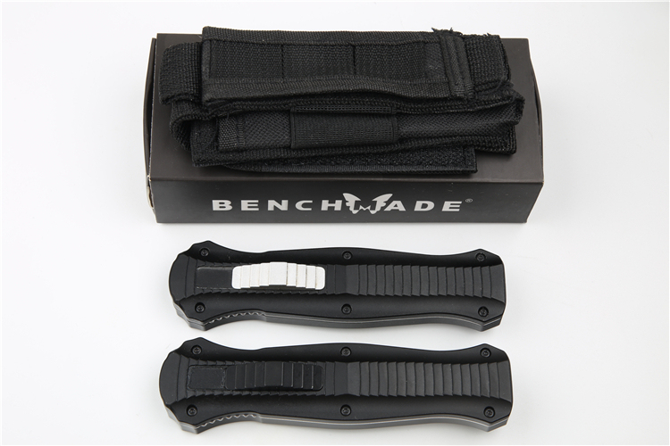 Benchmade 3300BK Knife Infidel Dagger AUTO OTF 3.85" D2 Black Double Edge Blade, Aviation Aluminum Handles