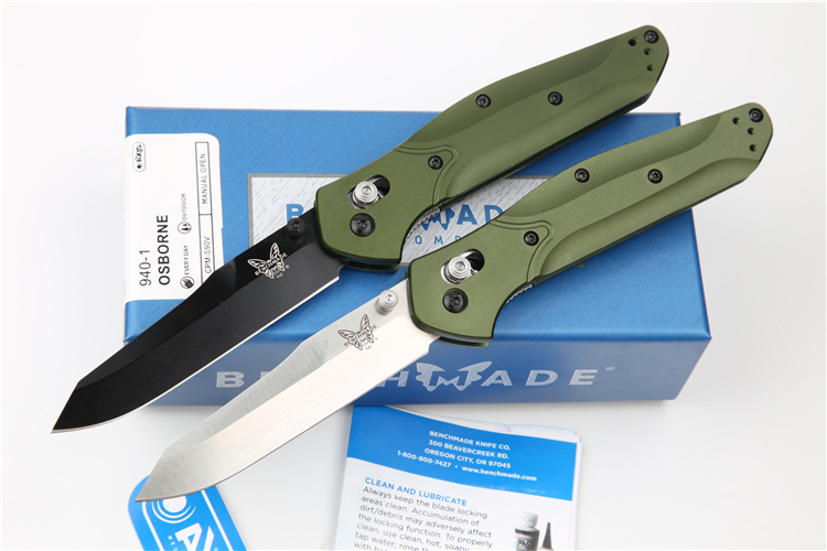 Benchmade 940 Knife Osborne Folding 3.22" S30V Satin Plain Blade, Aviation Aluminum Handles