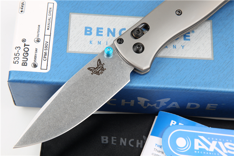 Benchmade 535 TC4 Handles knifes Bugout AXIS Folding Knife 3.07" S90V Satin Plain Blade