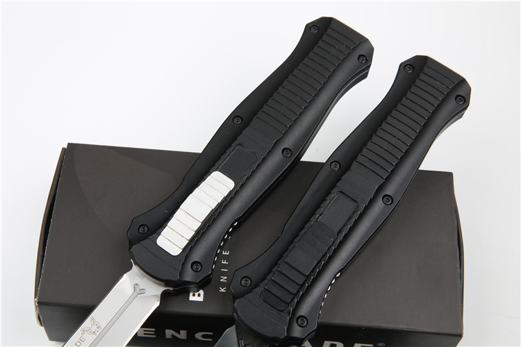 Benchmade 3300BK Knife Infidel Dagger AUTO OTF 3.85" D2 Black Double Edge Blade, Aviation Aluminum Handles