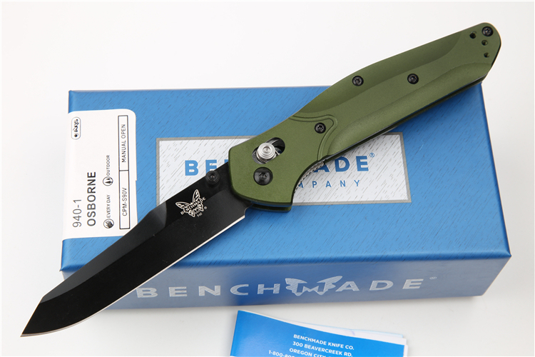 Benchmade 940 Knife Osborne Folding 3.22" S30V Satin Plain Blade, Aviation Aluminum Handles