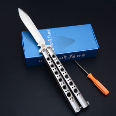 Benchmade BM41 Balisong Butterfly Folding Knife 3.74" 440C Plain Blade, Stainless steel Handles