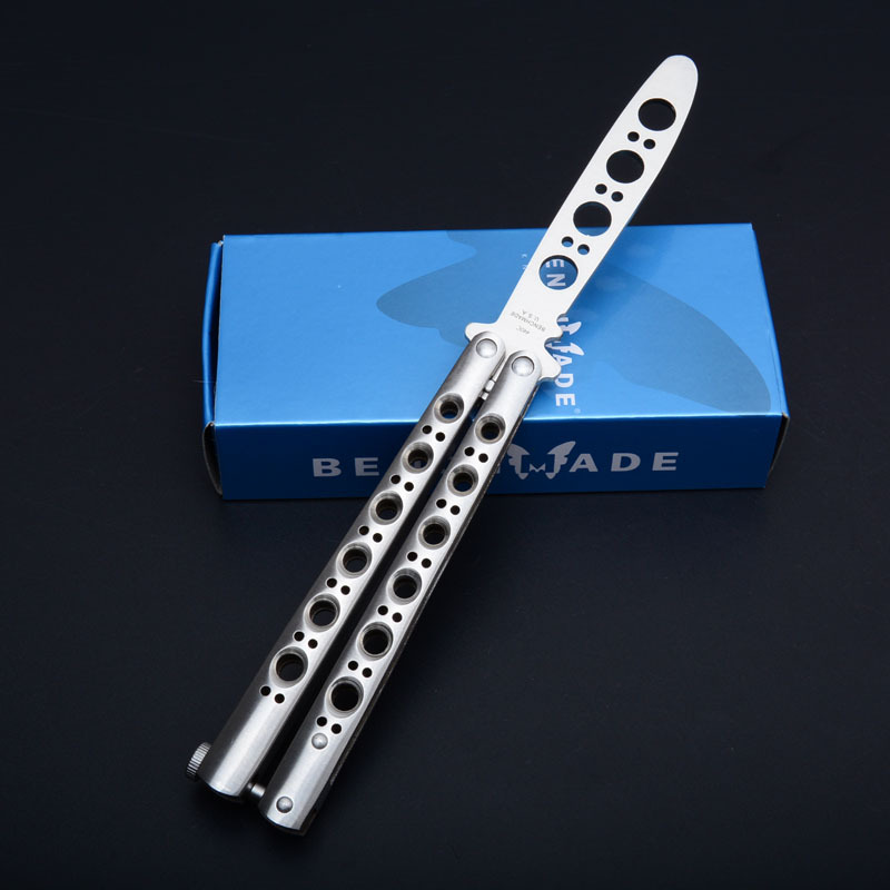 Benchmade Balisong Butterfly BM40 Training Folding Knife 3.74" 440C Plain Blade, Stainless steel Handles