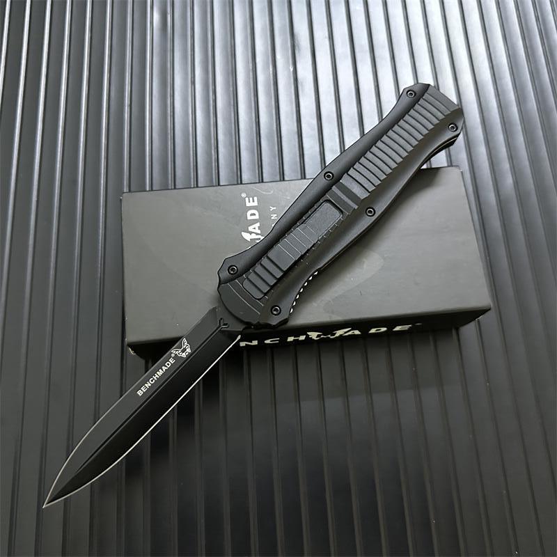 Benchmade 3300BK 4styles Knives Infidel Dagger AUTO OTF Knife 3.85" D2 Black Double Edge Blade, Aviation Aluminum Handles
