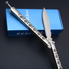 Benchmade BM46 Balisong Butterfly Folding Knife 3.74" 440C Plain Blade, Stainless steel Handles