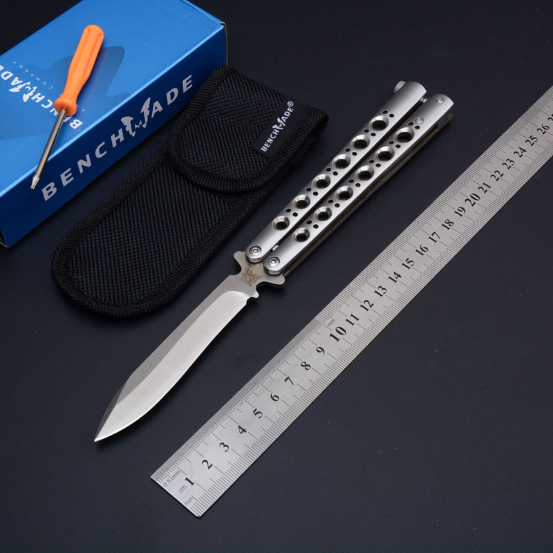 Benchmade BM41 Balisong Butterfly Folding Knife 3.74" 440C Plain Blade, Stainless steel Handles