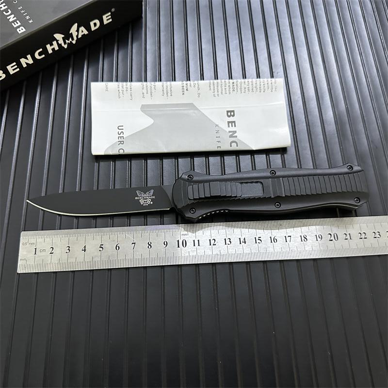Benchmade 3300BK 4styles Knives Infidel Dagger AUTO OTF Knife 3.85" D2 Black Double Edge Blade, Aviation Aluminum Handles