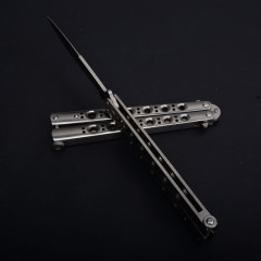 Benchmade BM42 Balisong Butterfly Folding Knife 3.74" 440C Plain Blade, Stainless steel Handles