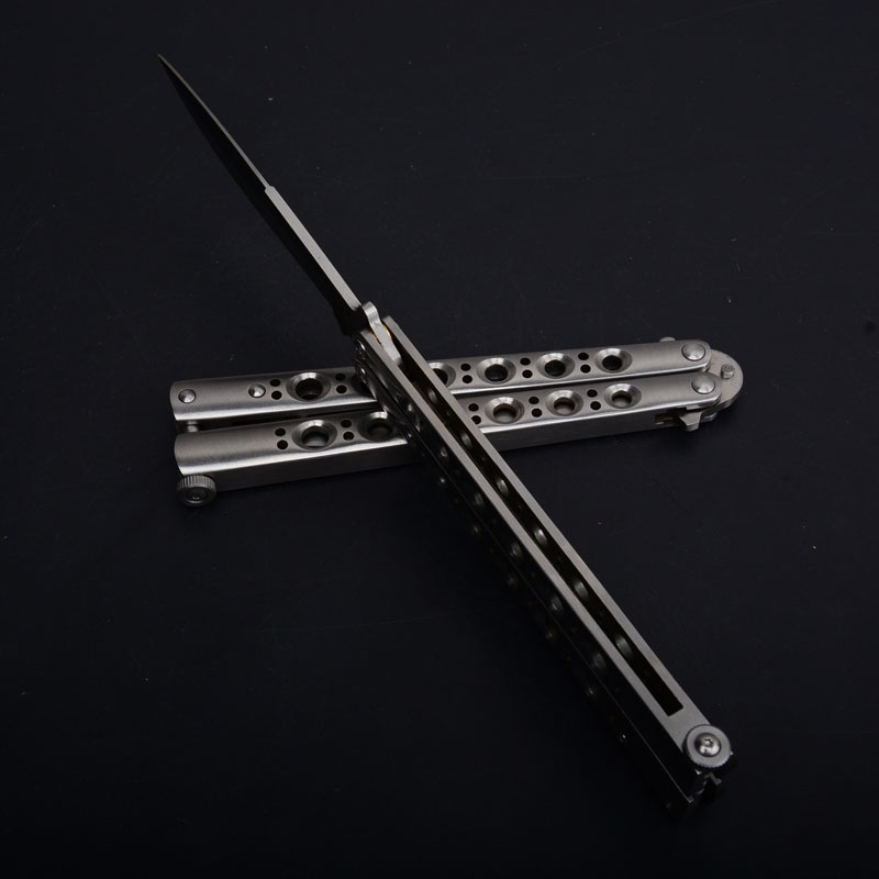 Benchmade BM42 Balisong Butterfly Folding Knife 3.74" 440C Plain Blade, Stainless steel Handles