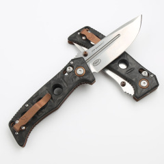 Benchmade 273-03 Mini knifes Shane Sibert Adamas Folding Knife 3.26" CPM-MagnaCut Satin Plain Blade, Marbled Carbon Fiber Handles