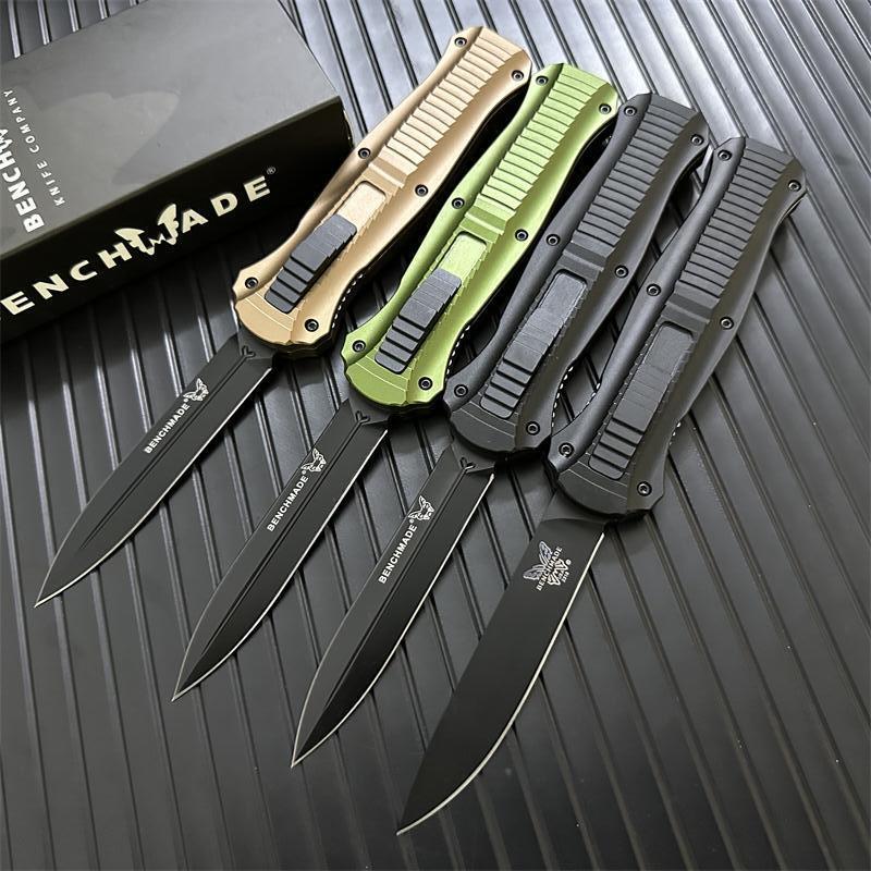 Benchmade 3300BK 4styles Knives Infidel Dagger AUTO OTF Knife 3.85" D2 Black Double Edge Blade, Aviation Aluminum Handles