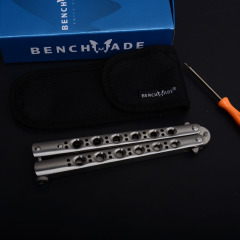 Benchmade BM42 Balisong Butterfly Folding Knife 3.74" 440C Plain Blade, Stainless steel Handles