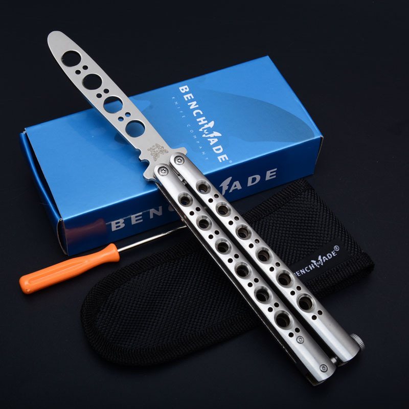 Benchmade Balisong Butterfly BM40 Training Folding Knife 3.74" 440C Plain Blade, Stainless steel Handles