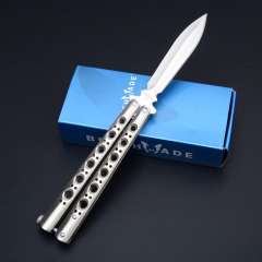 Benchmade BM46 Balisong Butterfly Folding Knife 3.74" 440C Plain Blade, Stainless steel Handles