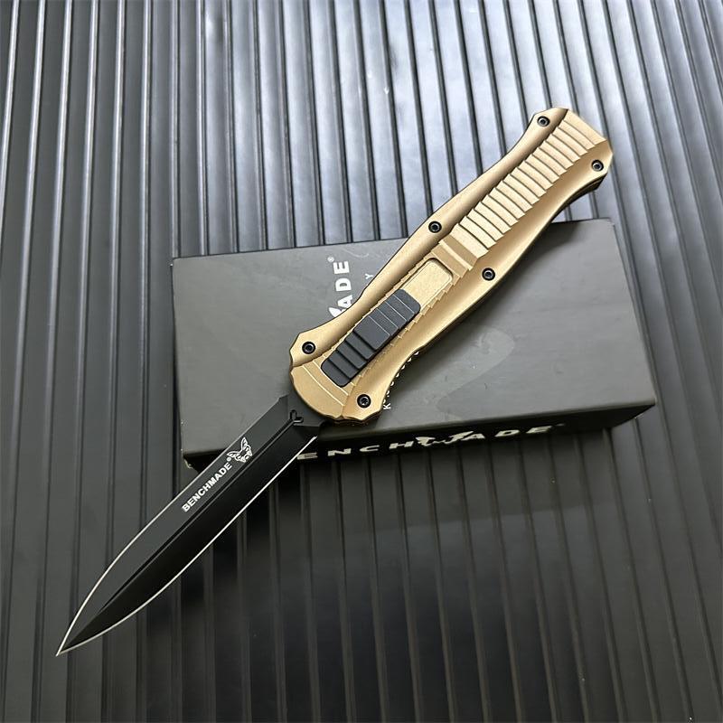 Benchmade 3300BK 4styles Knives Infidel Dagger AUTO OTF Knife 3.85" D2 Black Double Edge Blade, Aviation Aluminum Handles