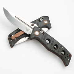 Benchmade 273-03 Mini knifes Shane Sibert Adamas Folding Knife 3.26" CPM-MagnaCut Satin Plain Blade, Marbled Carbon Fiber Handles