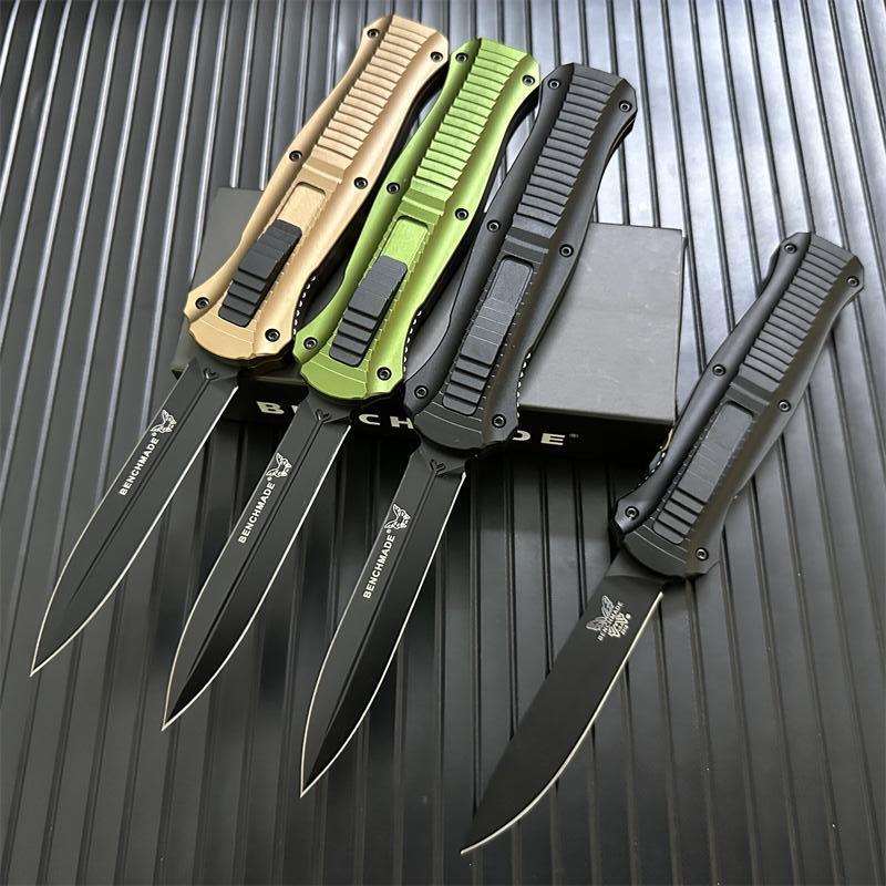 Benchmade 3300BK 4styles Knives Infidel Dagger AUTO OTF Knife 3.85" D2 Black Double Edge Blade, Aviation Aluminum Handles