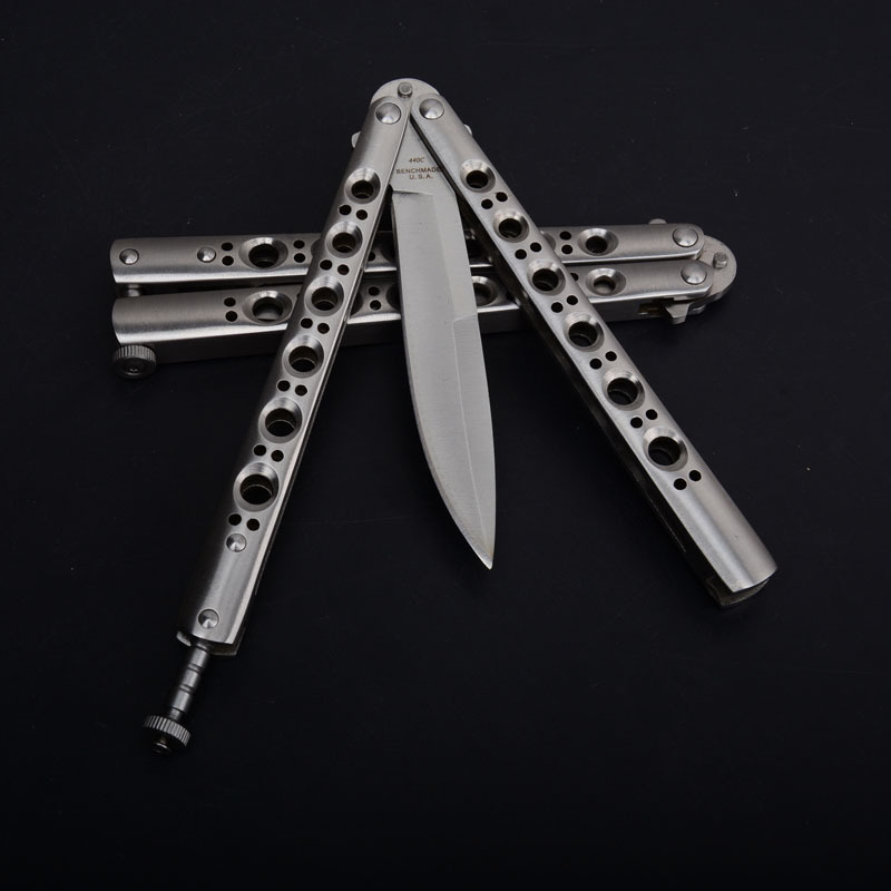 Benchmade BM42 Balisong Butterfly Folding Knife 3.74" 440C Plain Blade, Stainless steel Handles