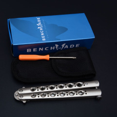 Benchmade Balisong Butterfly BM40 Training Folding Knife 3.74" 440C Plain Blade, Stainless steel Handles