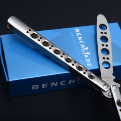 Benchmade Balisong Butterfly BM40 Training Folding Knife 3.74" 440C Plain Blade, Stainless steel Handles