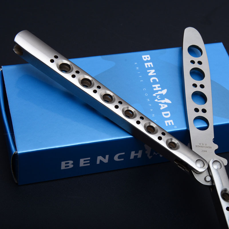 Benchmade Balisong Butterfly BM40 Training Folding Knife 3.74" 440C Plain Blade, Stainless steel Handles