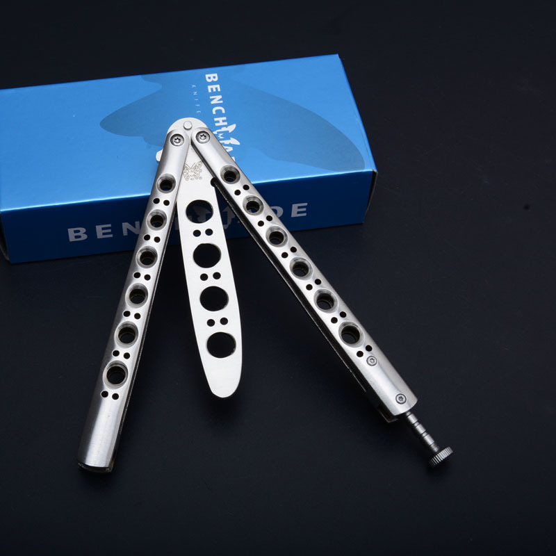 Benchmade Balisong Butterfly BM40 Training Folding Knife 3.74" 440C Plain Blade, Stainless steel Handles