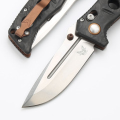 Benchmade 273-03 Mini knifes Shane Sibert Adamas Folding Knife 3.26" CPM-MagnaCut Satin Plain Blade, Marbled Carbon Fiber Handles