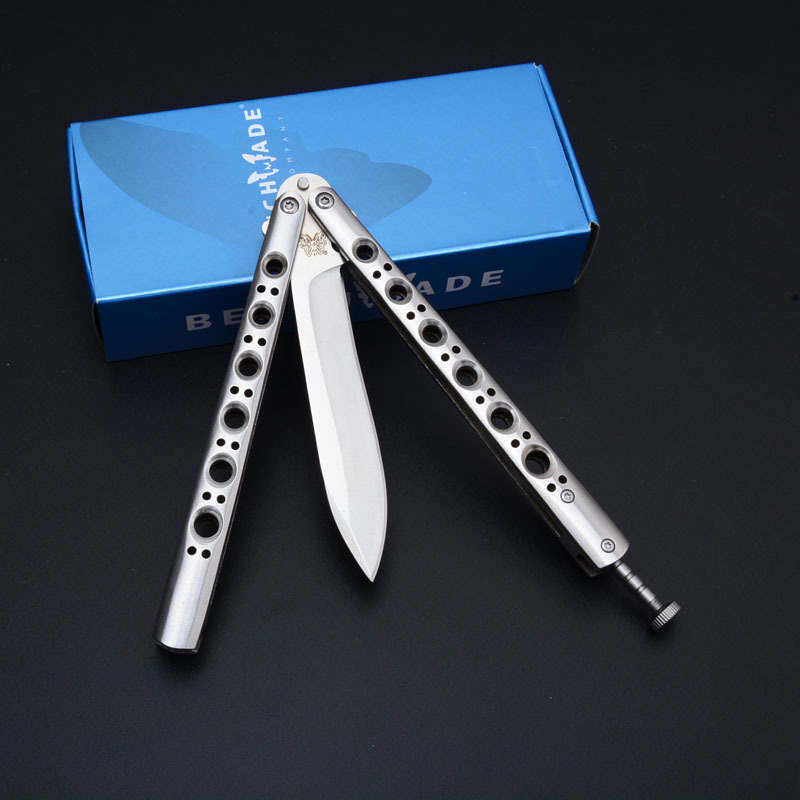 Benchmade BM41 Balisong Butterfly Folding Knife 3.74" 440C Plain Blade, Stainless steel Handles
