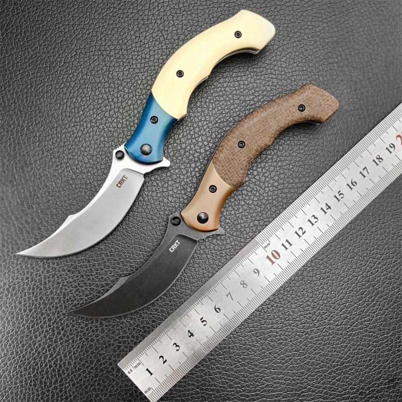CRKT 7465 Alan Compact Assisted Flipper Knife 3.07" 12C27 Stonewashed Blade, Micarta Handles with Stainless Steel Bolsters, Liner Lock