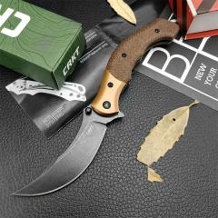 CRKT 7465 Alan Compact Assisted Flipper Knife 3.07" 12C27 Stonewashed Blade, Micarta Handles with Stainless Steel Bolsters, Liner Lock