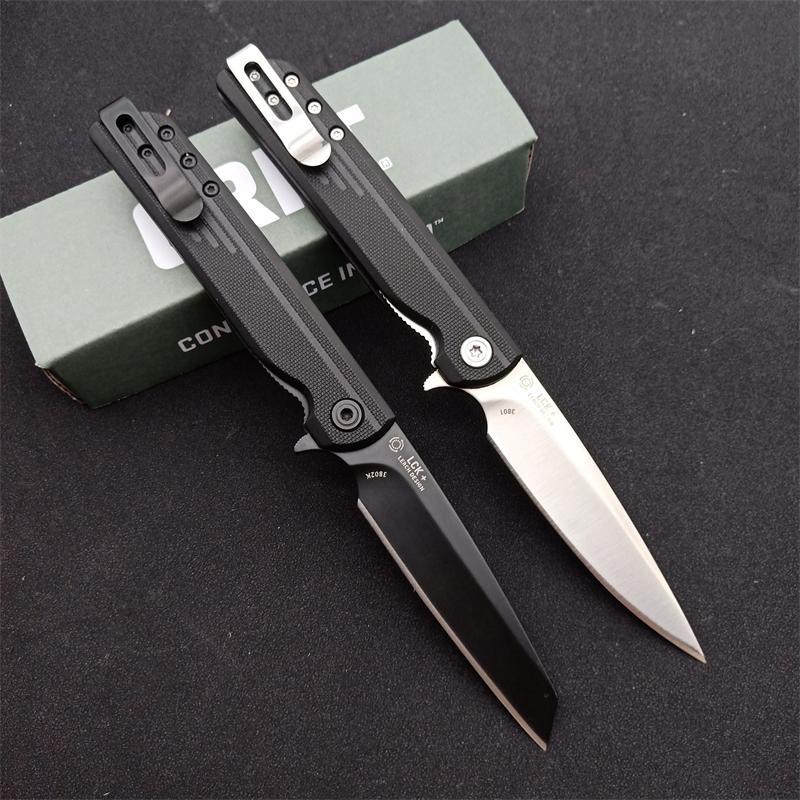 CRKT 3801 LCK Assisted Flipper Knife 2.95" 8Cr13mov Satin Drop Point Blade, Glass-Reinforced Nylon Handles, Liner Lock