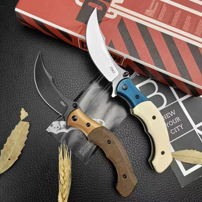 CRKT 7465 Alan Compact Assisted Flipper Knife 3.07" 12C27 Stonewashed Blade, Micarta Handles with Stainless Steel Bolsters, Liner Lock