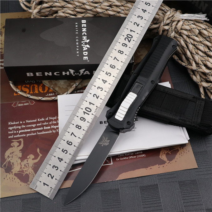 Benchmade 3310 AUTO OTF Knife Infidel Dagger 3.93" S30V Black Double Edge Blade, 6061-Aluminum Handles