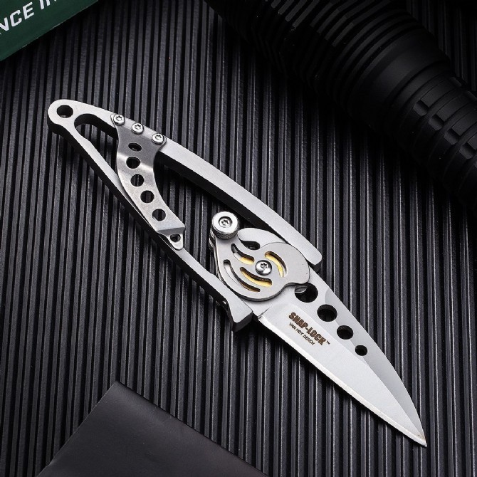 CRKT 5102 Ed Van Hoy Snap Lock Folding Knife 2.01" D2 Plain Blade, Stainless Steel Handles