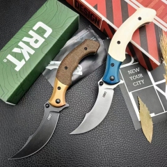 CRKT 7465 Alan Compact Assisted Flipper Knife 3.07" 12C27 Stonewashed Blade, Micarta Handles with Stainless Steel Bolsters, Liner Lock