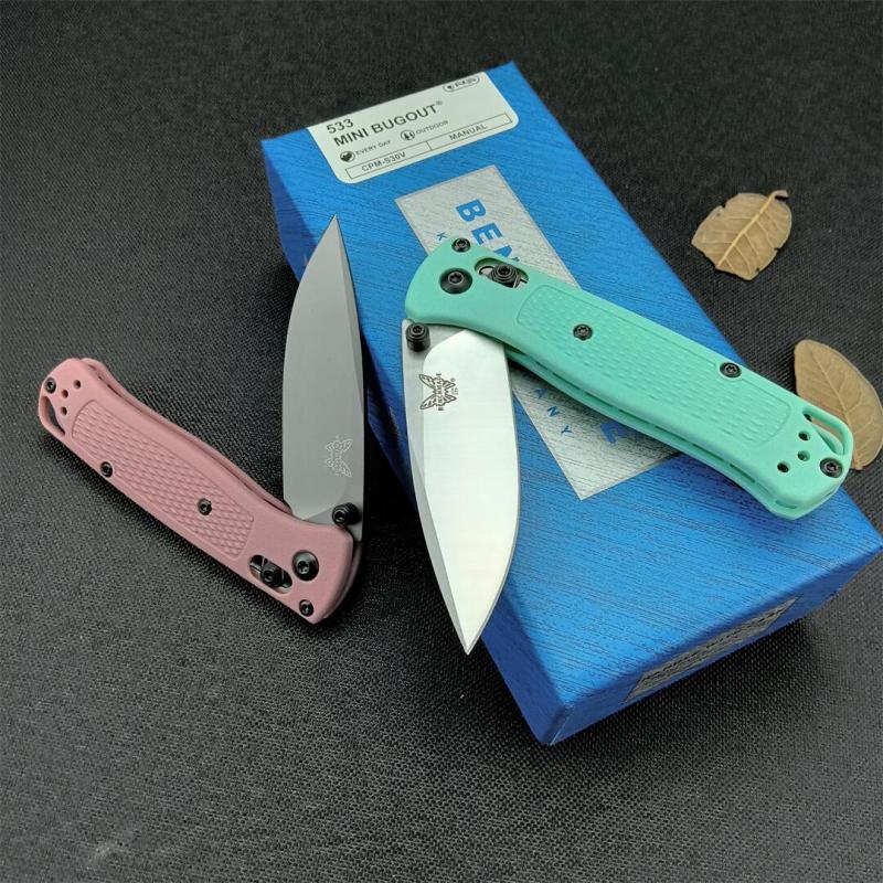 Benchmade 533 Mini Knifes Bugout AXIS Folding Knife 2.75" S30V Plain Blade, Grivory Handles - 533BK-2
