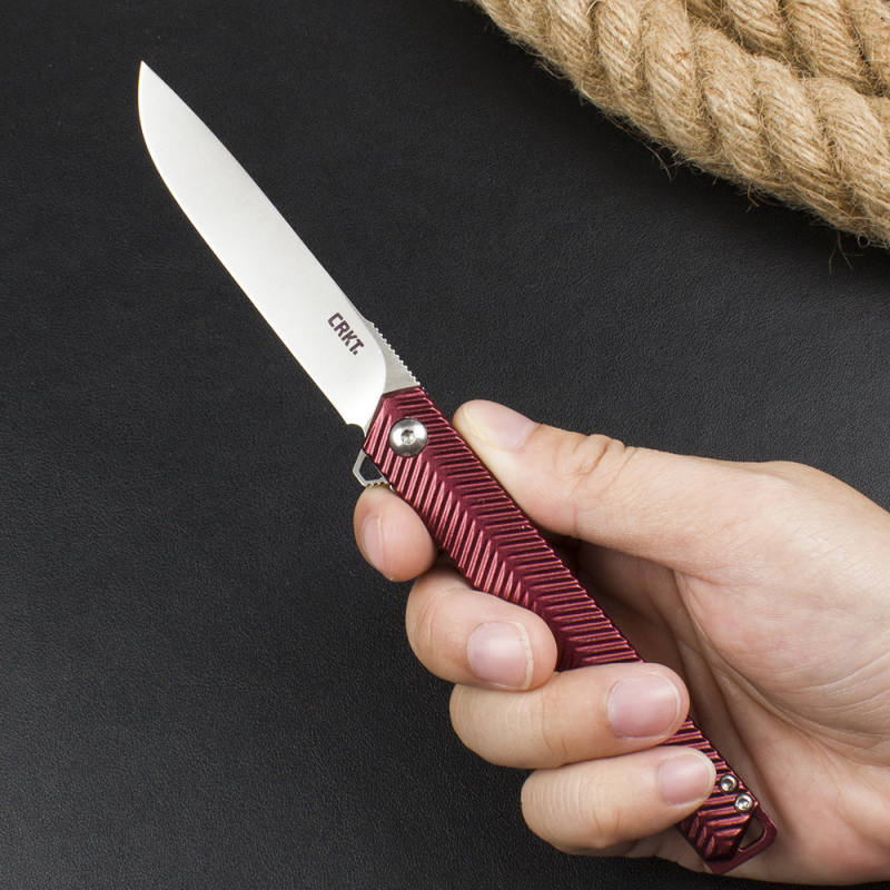 CRKT K820BXP Stylus Assisted Flipper Knife 3.15" 8Cr13mov Satin Plain Blade, Aluminum Alloy Handles, Liner Lock