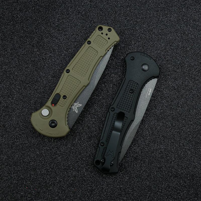 Benchmade 9070BK 4styles Knifes Claymore AUTO Folding Knife 3.81" CPM-D2 Drop Point Plain Blade, Grivory Handles 9070BK-1