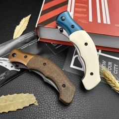 CRKT 7465 Alan Compact Assisted Flipper Knife 3.07" 12C27 Stonewashed Blade, Micarta Handles with Stainless Steel Bolsters, Liner Lock