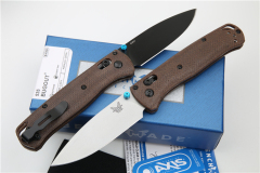 Benchmade 535-3 Flax Handles Bugout AXIS Folding Knife 3.07" S30V Satin Plain Blade