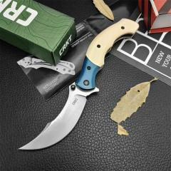 CRKT 7465 Alan Compact Assisted Flipper Knife 3.07" 12C27 Stonewashed Blade, Micarta Handles with Stainless Steel Bolsters, Liner Lock