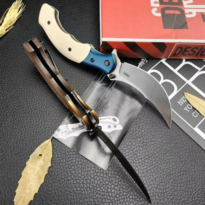 CRKT 7465 Alan Compact Assisted Flipper Knife 3.07" 12C27 Stonewashed Blade, Micarta Handles with Stainless Steel Bolsters, Liner Lock