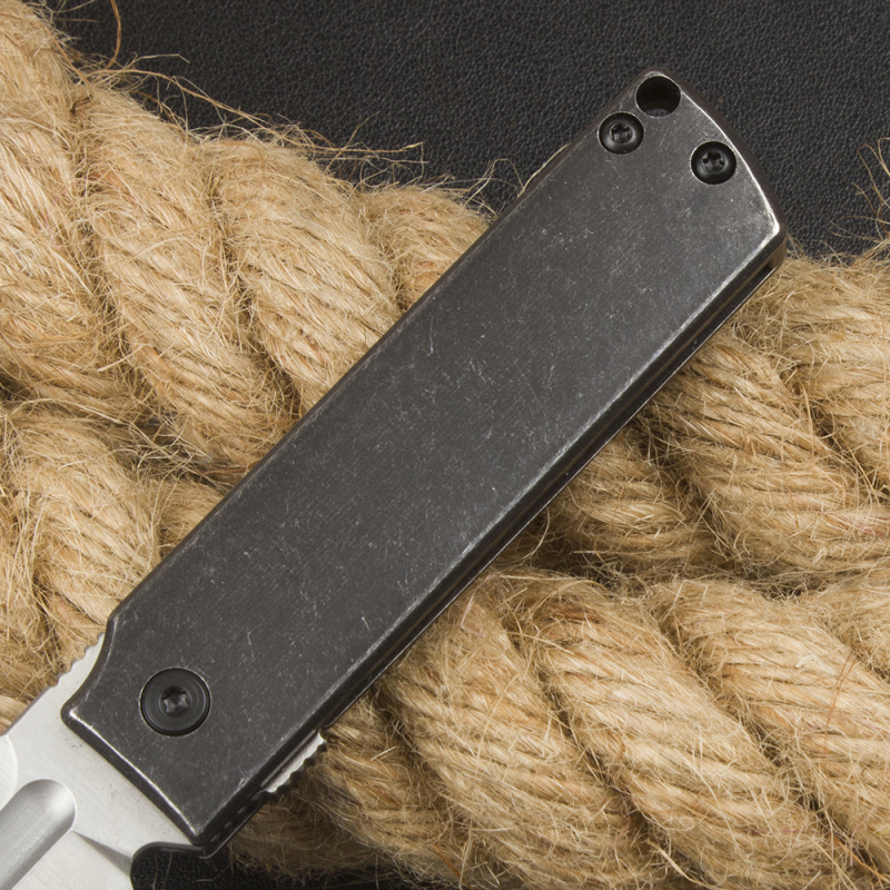 CRKT 5915 Frame Lock Flipper Knife 2.19" 8Cr13Mov Satin Modified Tanto Blade, Dark Stonewashed Steel Handles