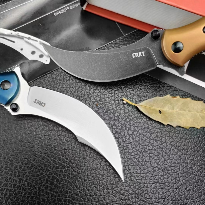 CRKT 7465 Alan Compact Assisted Flipper Knife 3.07" 12C27 Stonewashed Blade, Micarta Handles with Stainless Steel Bolsters, Liner Lock
