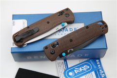 Benchmade 535-3 Flax Handles Bugout AXIS Folding Knife 3.07" S30V Satin Plain Blade