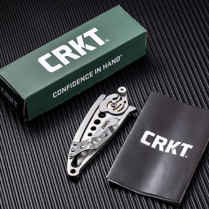 CRKT 5102 Ed Van Hoy Snap Lock Folding Knife 2.01" D2 Plain Blade, Stainless Steel Handles