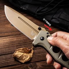 Benchmade 275SFE-2 Shane Sibert Adamas Knife 3.77" CruWear Plain Folding Blade, G10 Handles