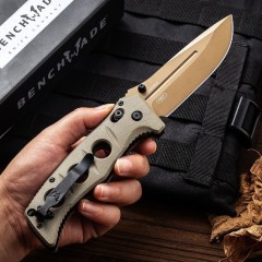 Benchmade 275SFE-2 Shane Sibert Adamas Knife 3.77" CruWear Plain Folding Blade, G10 Handles