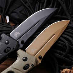 Benchmade 275SFE-2 Shane Sibert Adamas Knife 3.77" CruWear Plain Folding Blade, G10 Handles